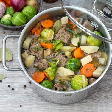 Каструля з нержавіючої сталі Elo 7242026, діаметр 20 см, каструля та скляна кришка, підходить для всіх типів плит, нержавіюча сталь, скло, 20 см, сіра каструля ø 20 см (каструля ø 26 см)