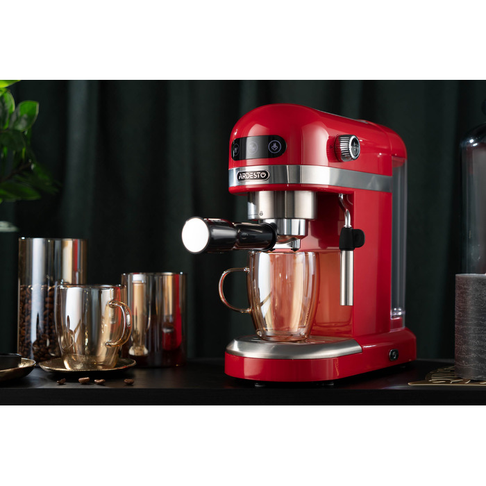ARDESTO Кавоварка YCM-E1501 - еспресо ріжкова/1.4 л/італ. помпа 20 бар/сенсор. панель/PID контроль/1350 Вт/червона