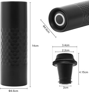 Вакуумна помпа для вина автоматична з пробками, чорна WIWONEY