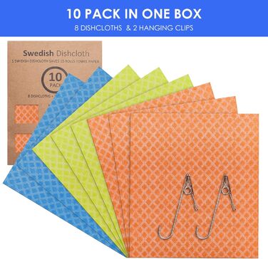 Салфетки для уборки 8 шт и 2 зажима для подвешивания Etokon.Org