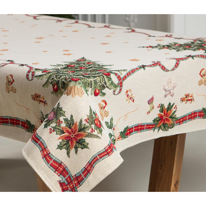 Дім різдвяної гобеленової різдвяної скатертини Скатертина на Різдво та Новий рік (Ялинка (Іскриста), 140x260 см)
