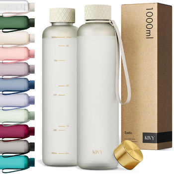 Пляшка для води 1 л тританова, біла золотиста KIVY