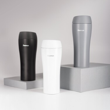 Термос-кухоль Fissman 420 мл, колір білий нержавіюча сталь (9884)