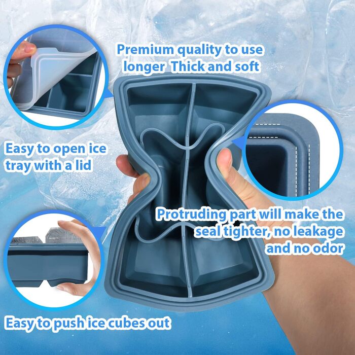 Форма для льоду 3 шт на 6 відділень синій LessMo