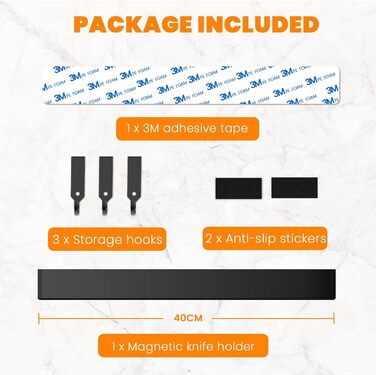 Подставка для ножей с магнитной полосой 40 см Cocolemon