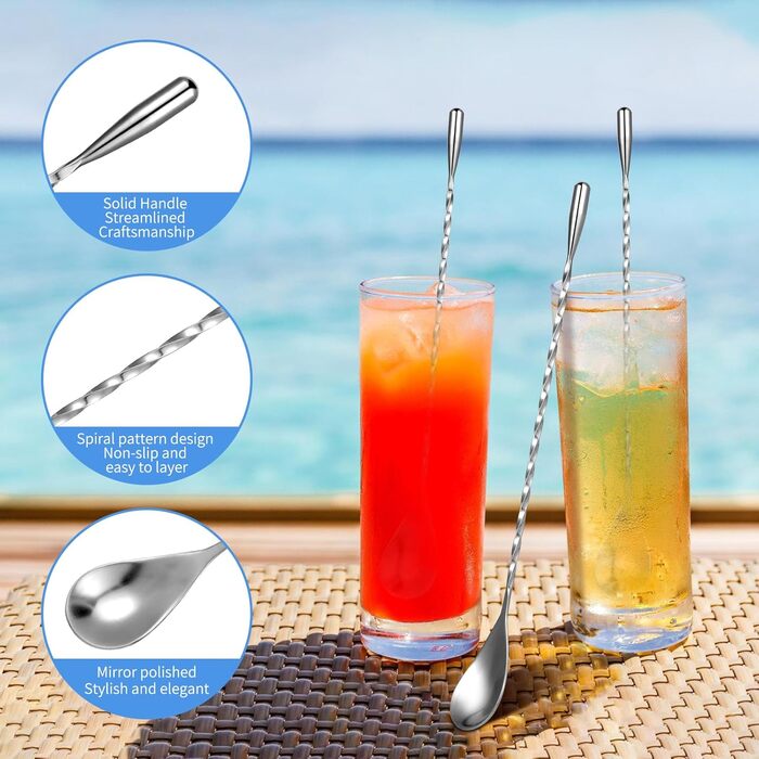 Набір із 4 барних ложок 25 см, нержавіюча сталь KITDAHOM