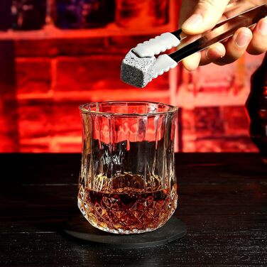 Подарунковий набір з 8 багаторазових охолодних каменів для віскі з затискачем для льоду Exreizst