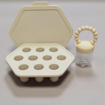 Силіконова годівниця для немовлят та грудного молока, контейнер для зберігання морозива у морозильній камері для дитячого харчування та самостійного годування, без BPA, для безпечного 4 м (годівниця для малюків-зайчиків) (годівниця для малюків-перлин)