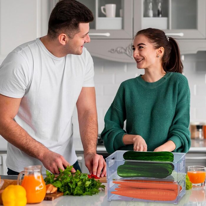 Набір холодильника-органайзера 9 упаковок (3 розміри) Холодильник-органайзер, кухонний органайзер для комори, морозильної камери, шафи, ящика, офісу (3 розміри-9 упаковок-синьо-сірий)