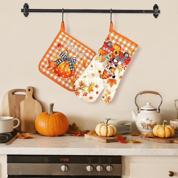 Рукавичка для духовки та прихватка для каструль, набір 2 предмети, Осінній гном Arquiel