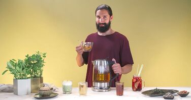 Стеклянный чайник и чайник SEVERIN, чайник с регулируемой температурой и временем заваривания, стеклянный чайник с предустановленными чайными программами, 3 000 Вт, нержавеющая сталь, WK 3479 с функцией Easy Tea Select - Одна функция