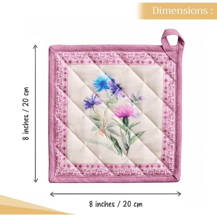 Рукавички для духовки Maison d&39 Hermine, підставки для каструль, 100 бавовна, термостійкі кухонні рукавички, рукавички для духовки (19 см x 33 см) та підставки для каструль (20 см x 20 см) для приготування їжі, Морзін - рукавички для духовки (19 x 33 см