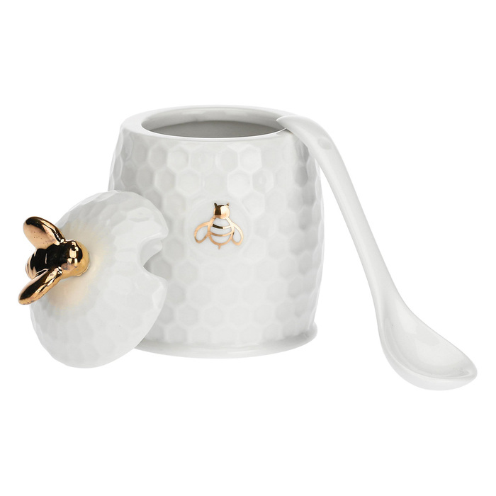 Цукорниця з ложкою La Porcellana Bianca APEREGINA ORO, порцеляна, 10 х 6,5 см