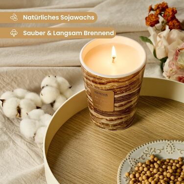 Ароматизована свічка M&SENSE велика Чорні ароматизовані свічки у склянці Ароматизована свічка з натурального соєвого воску Розслаблююча ароматерапія Подарунок для жінок та чоловіків, Різдво 75 годин горіння та 2 гніти (гаряча карамель еспресо, 400 г)