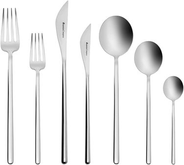 И Столові прибори на 12 осіб з коробкою, обідні виделки, обідні ложки, обідні ножі, десертні виделки, столовий сервіз, ідеально підходить для щоденного використання, преміальна якість, 84 шт.