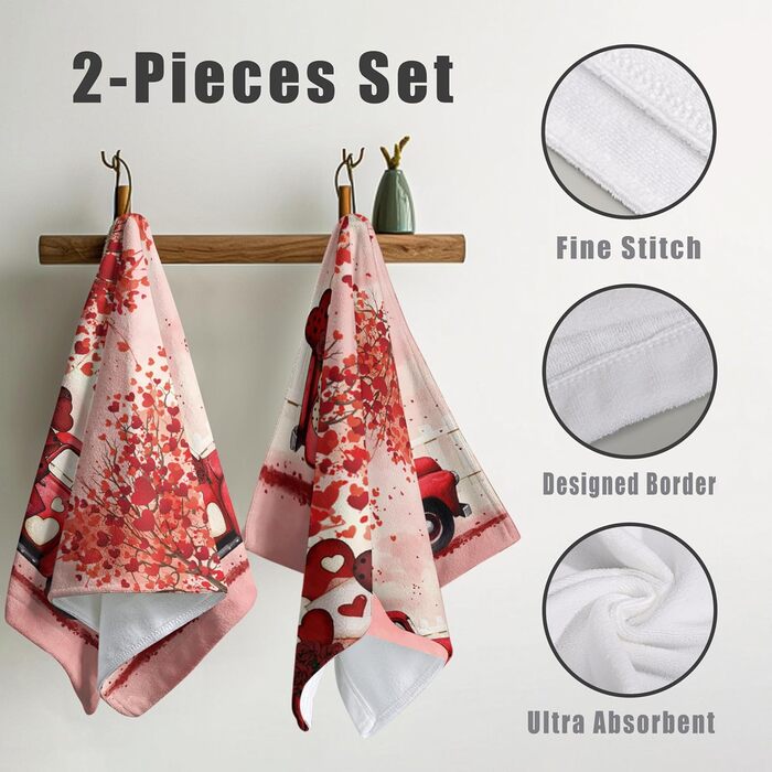 Різдвяні кухонні рушники Kwlegh, рушник для рук, різдвяна ялинка, цукерка-тростина, сніжинка, рушник для пальців, набір з 2 шт. , милий чоловічий банний рушник, високопоглинаючі рушники, 36 x (серце-ялинка-вантажівка)