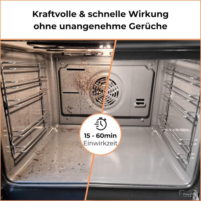 Засіб для чищення духовок та грилів PureCLN 500 мл, спрей для духовок без запаху, надзвичайно сильний засіб для чищення духовок від стійкої скоринки, засіб для чищення духовок, плит, грилів (500 мл (2 шт.))