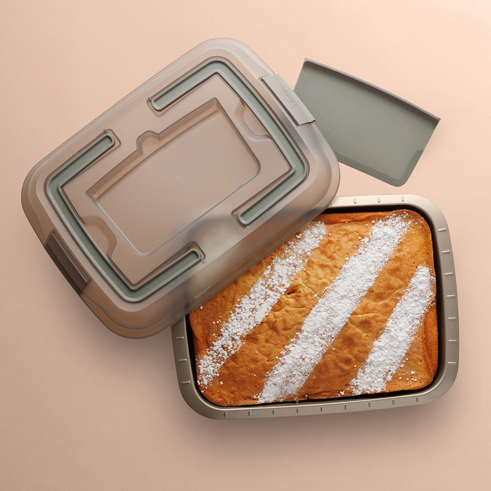 Форма для випікання BergHOFF LEO BALANCE з кришкою та слайсером, прямокутна, внутр. розм. 34 x 25,5 x 5 см