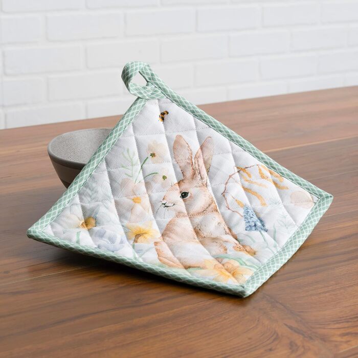 Рукавички для духовки Maison d&39 Hermine, підставки для каструль, 100 бавовна, термостійкі кухонні рукавички, рукавички для духовки (19 см x 33 см) та підставки для каструль (20 см x 20 см) для приготування їжі, Morzine - рукавички для духовки на День по