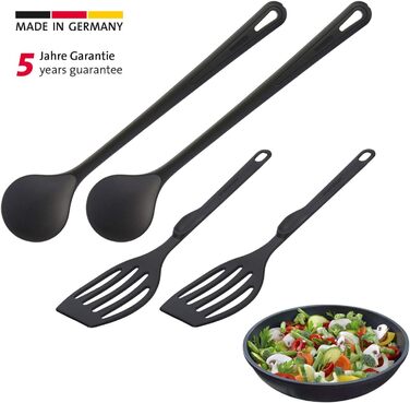 Набір кухонних гаджетів Westmark, 4 шт. , 2 лопатки та 2 ложки для перемішування, якісний пластик, ніжний та флональний, чорний, 203522E6