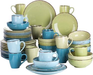 Комбінований сервіз vancasso, набір посуду Navia з кераміки, обідній сервіз із 32 предметів, вінтажний зовнішній вигляд, дизайн природи (набір із 48 предметів, Navia-14)