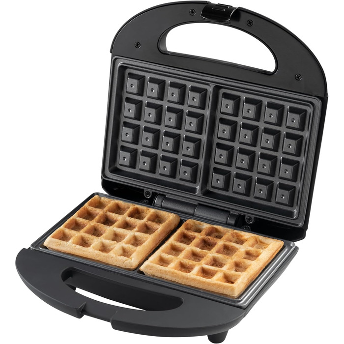 Брюссельська вафельниця Bestron в ретро-дизайні, вафельниця на 2 бельгійські вафлі, з антипригарним покриттям і лампою для випічки, 700 Вт, колір (чорний матовий)