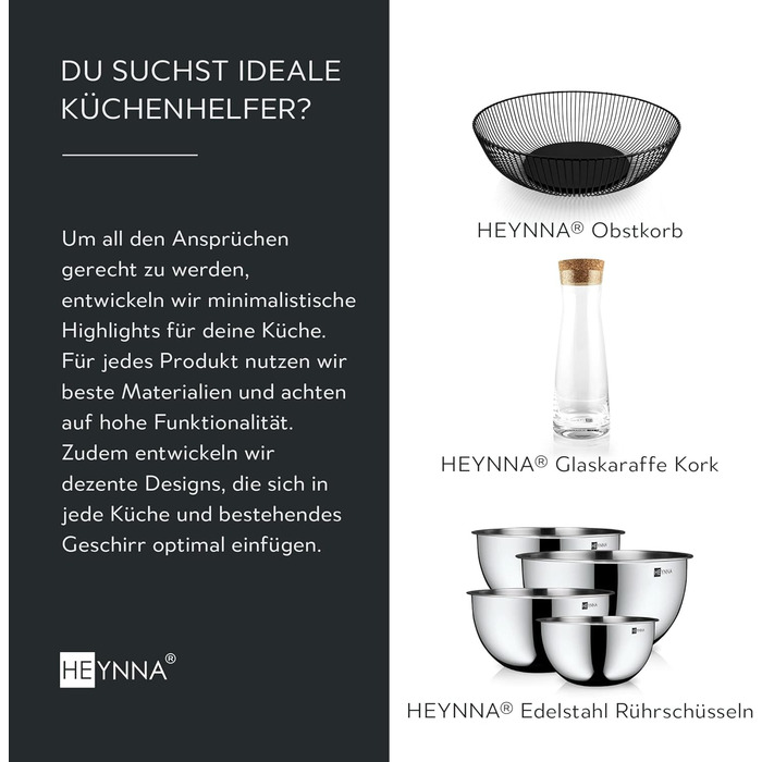 Кухонное сито HEYNNA из нержавеющей стали / капельное ситечко с ручками Ø 26 см, нержавеющая сталь подходит для посудомоечной машины / кухонное сито в качестве сита для макарон, сита для салатов, рисового сита / дуршлага нержавеющая сталь