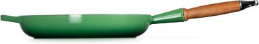 Сковорода чавунна 28 см з дерев'яною ручкою, зелений Signature Le Creuset