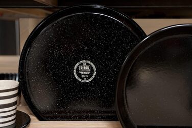 Форма для випічки, 26 см, 3 шт., ФОРМИ ДЛЯ ВИПІЧКИ КЛАСИЧНІ, висота 8,0 см, Професійний пекар, форма для випічки, емальована, чорна, з трубчастою основою, індукційна, 0485-022