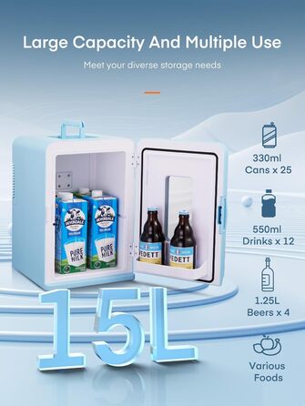 Мини-холодильник с функцией охлаждения 15 л синий FOHERE