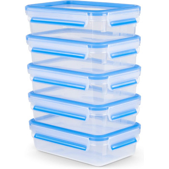 Набор из 5 прямоугольных контейнеров для хранения продуктов 0,8 л с крышками Clip & Close EMSA