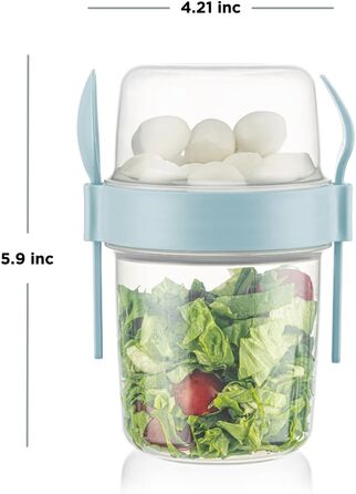 Стаканчик для йогурту IDOBY з ложкою та виделкою, набір з 4 шт. , 650 мл, 100 без бісфенолу А. Практичний стаканчик для пластівців, багаторазовий стаканчик для сніданку, ідеально підходить для школи та офісу.