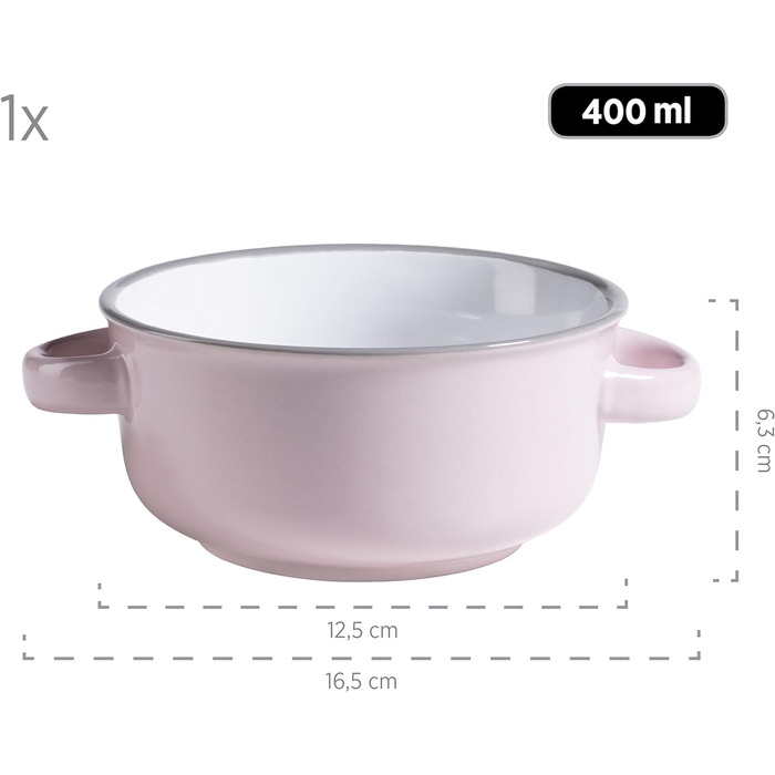 Набор красочных суповых мисок на 4 персоны из керамики под эмаль, суповые тарелки с ручкой в винтажном дизайне, керамогранит, бензиновый/темно-розовый/бежевый/темно-синий (голубой, светло-зеленый, розовый, серый)