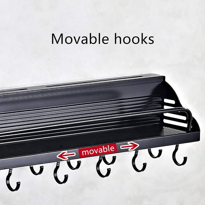 Настінний органайзер для кухонного приладдя 80 см чорний TouSuaRSi