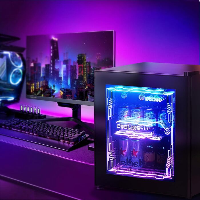 Міні-холодильник зі світлодіодним освітленням 48 л чорний HCK