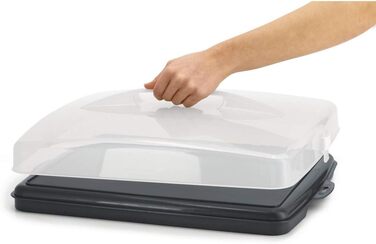 Кругла транспортувальна коробка для торта Xavax з кришкою, контейнер для торта діаметром 31,5 см, внутрішня висота 8 см, коробка для торта з пристроєм поділу шматків, антрацитова форма для торта, прозора (коробка для транспортування листкового торта)