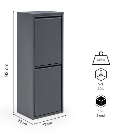 Кухонний сміттєвий бак 2 х 15 л gowoll