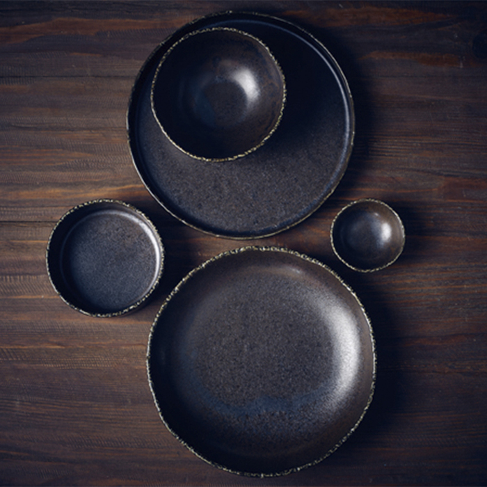 Презентаційна тарілка з бортиком 26*h 2 см, Terra Porcelain Roko Cinder Black, GenWare