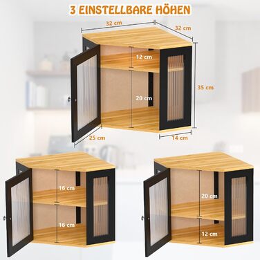 Хлібниця кутова бамбукова з 2 рівнями 32 x 32 x 35 см EXABANG