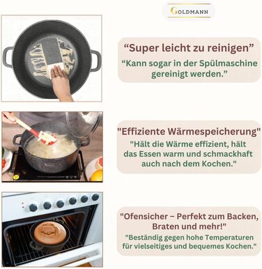 Каструля 6,5 л з антипригарним покриттям та скляною кришкою 28 см Goldmann