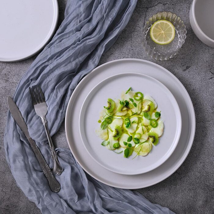 Набір посуду Richmount Nebula для 6 осіб, набір тарілок та мисок із 18 предметів, набір посуду з крапчастої кераміки, можна мити в мікрохвильовій печі та посудомийній машині, сервірування Nebula для 6 осіб (світло-сірий, сервірування Nebula для 4 осіб)