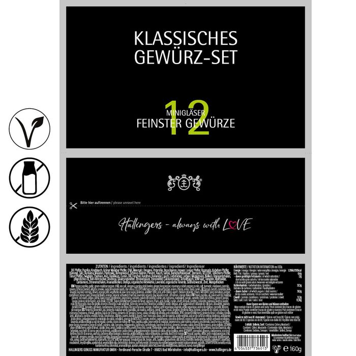 Набір із 12 класичних спецій в подарунковій упаковці Hallingers
