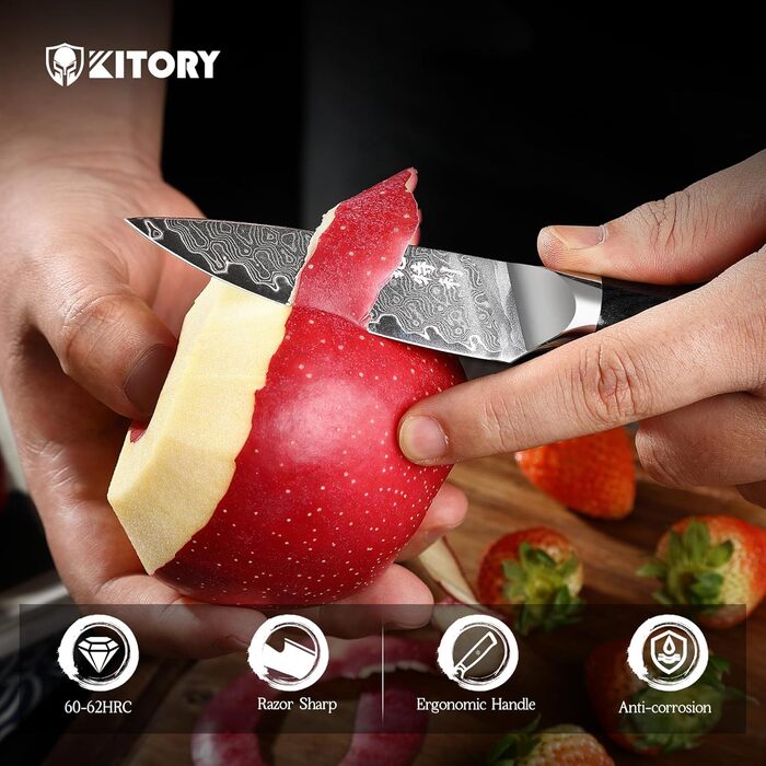 Японський кухарський ніж 67 Layers Damascus Steel Blade VG10 Steel Kuhon Knife with Pakkawood Handle, 20cm Pro