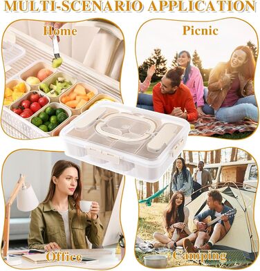 Контейнер для снеків з 8 відділеннями, з 4 виделками з нержавіючої сталі TETSMG