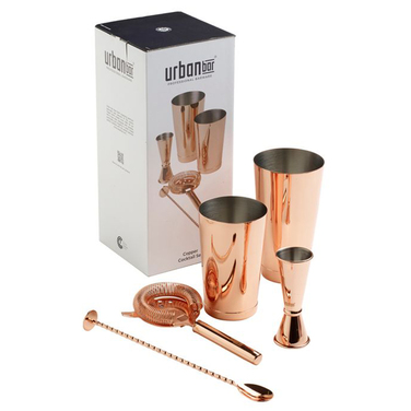 Набор бармена, 5 предметов, медное покрытие, Copper Cocktail Set, Urbanbar (Урбанбар)