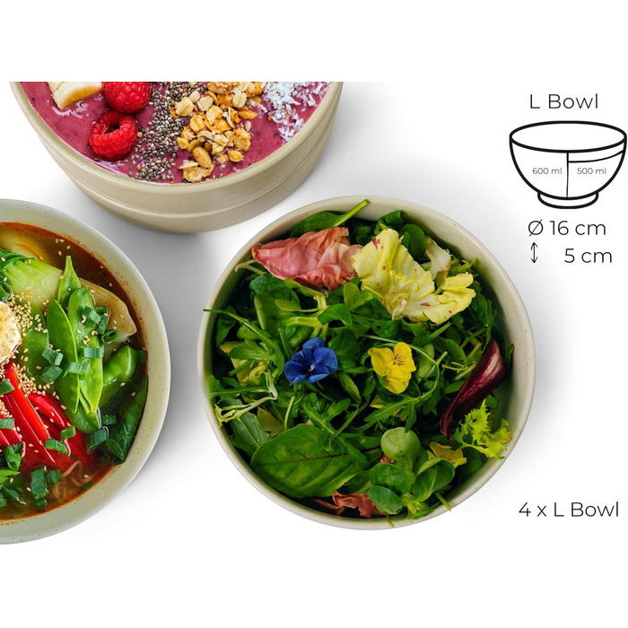 Набір керамічного посуду igunja, набір мисок та тарілок 12 предметів на 4 особи Високоякісний, 100 ручної роботи, набір посуду з реактивною глазур&39ю, матовий зовні, глянцевий всередині (бежевий, L-подібні миски)