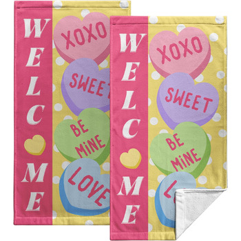 Різдвяні кухонні рушники Kwlegh, рушник для рук, різдвяна ялинка, цукерка-тростина, сніжинка, рушник для пальців, набір з 2 шт. , милий чоловічий банний рушник, високопоглинаючі рушники, 36 x (цукрові серця)