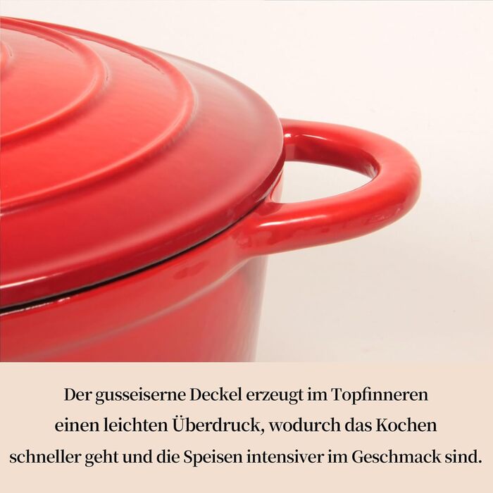 Чавунна форма для запікання 24 см, емальована з кришкою, включаючи 1 пару силіконових рукавиць Nilpferd