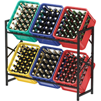 Стойка для напитков Lifewit на 6 ящиков для напитков, прочная стойка для ящиков с уровнями для пива, фруктов, овощей, воды Кухня/кладовая/гараж/бар 6 боксов