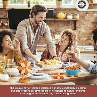 Набір з 4 дерев'яних підставок під гаряче з тримачем у формі вітряка, 5 предметів Qnynnty